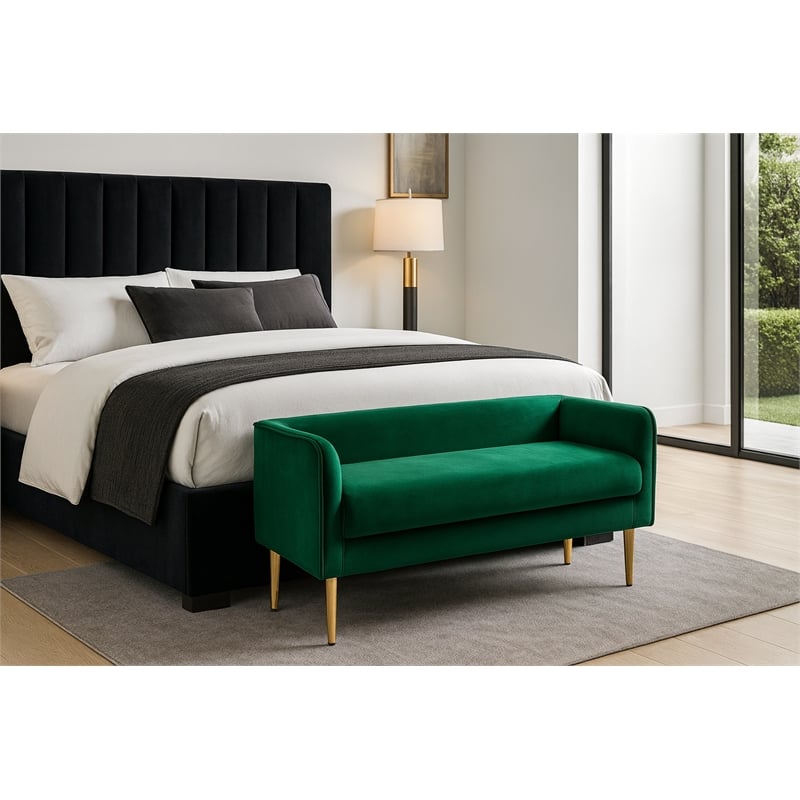Meridian Furniture Audrey Green Velvet Bench