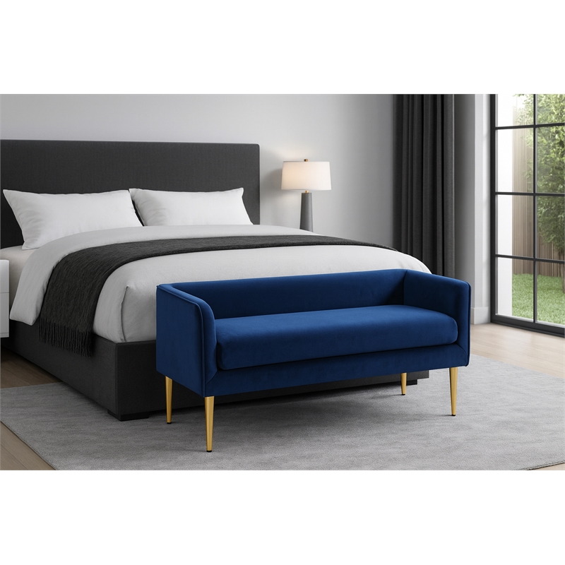 Meridian Furniture Audrey Navy Velvet Bench