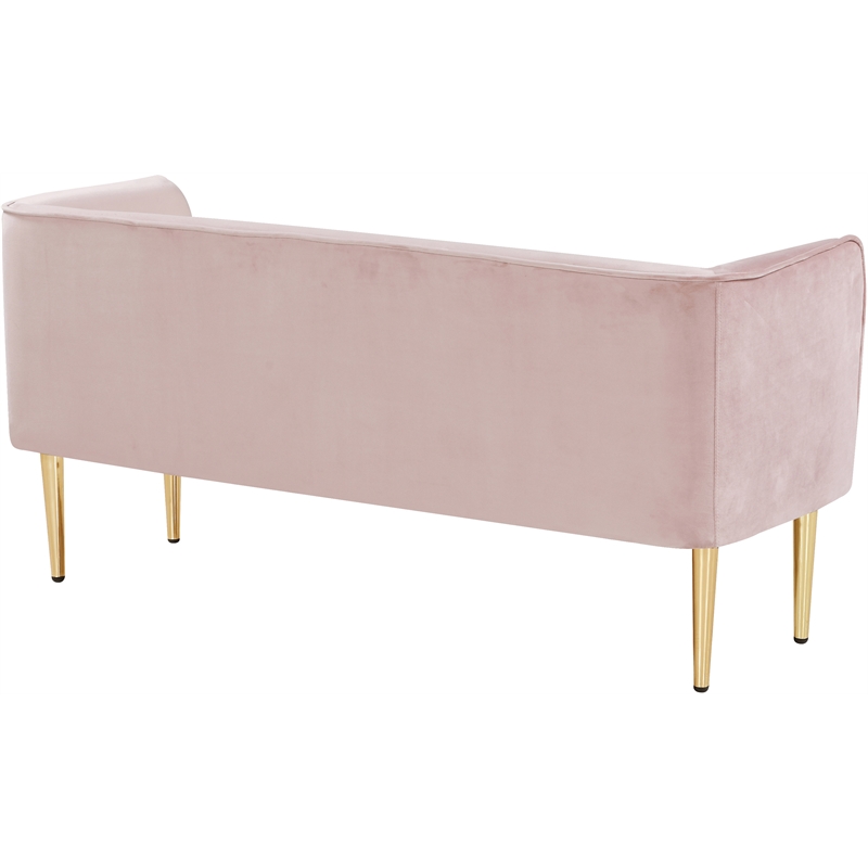 Meridian Furniture Audrey Pink Velvet Bench - Thumbnail 4
