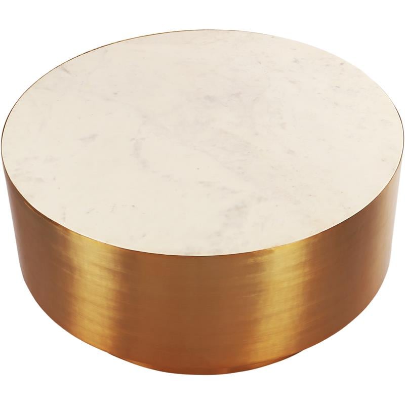Meridian Furniture Presley Contemporary Marble Coffee Table in Gold