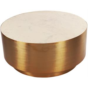 Meridian Furniture Presley Contemporary Marble Coffee Table in Gold