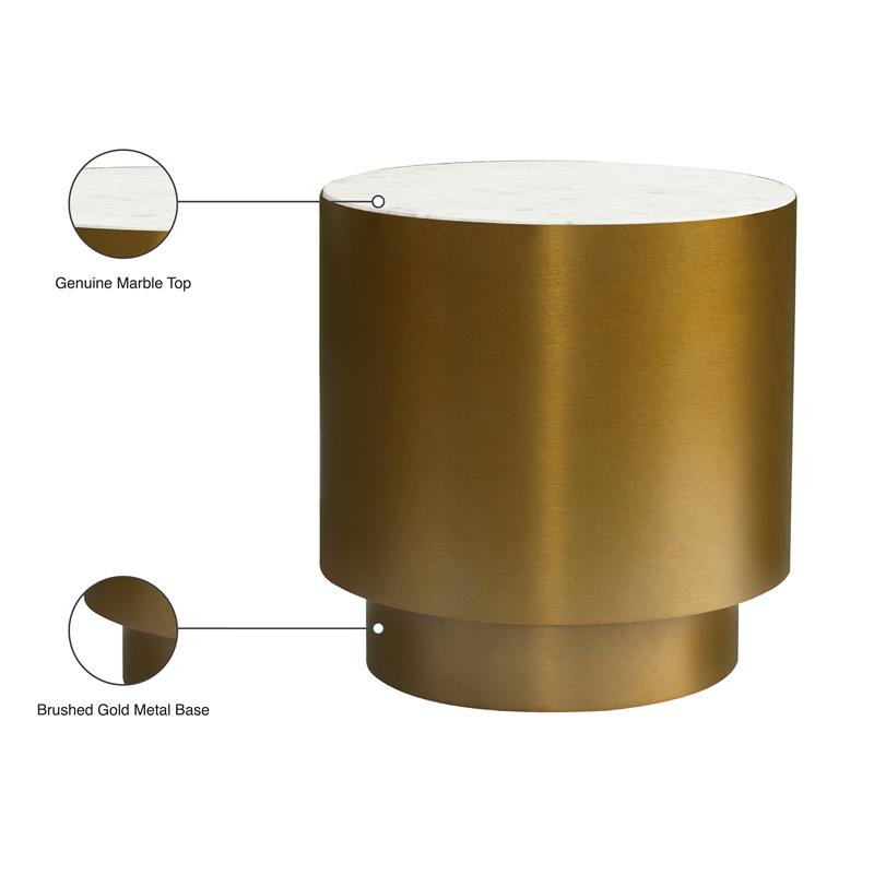 Meridian Furniture Presley Contemporary Marble End Table in Gold