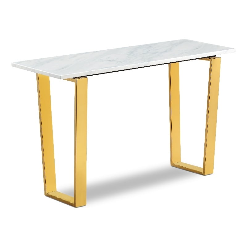 Meridian Furniture Cameron Contemporary Stone Console Table in Gold