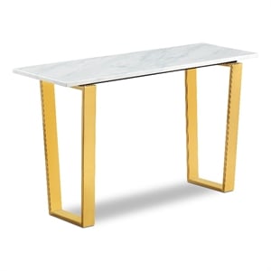 Meridian Furniture Cameron Contemporary Stone Console Table in Gold