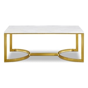 Meridian Furniture London Contemporary Stone Coffee Table in Gold