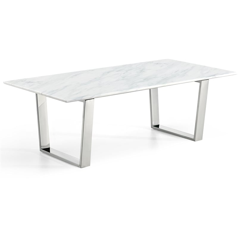 Meridian Furniture Carlton Contemporary Stone Coffee Table in Chrome
