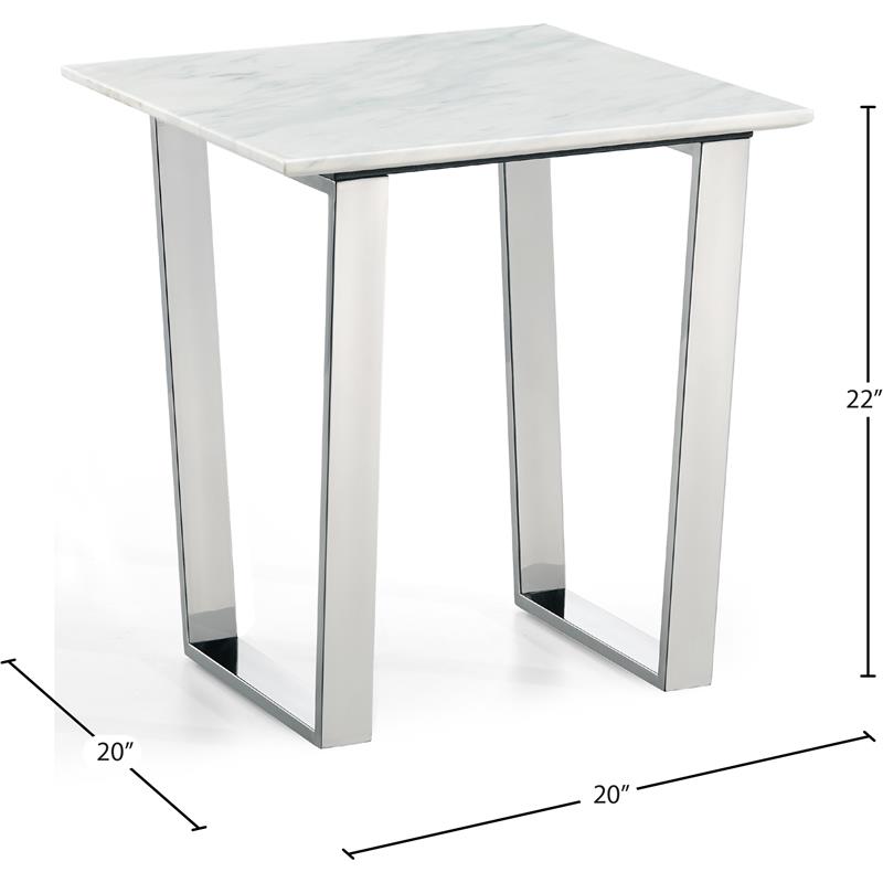 Meridian Furniture Carlton Contemporary Stone End Table in Chrome
