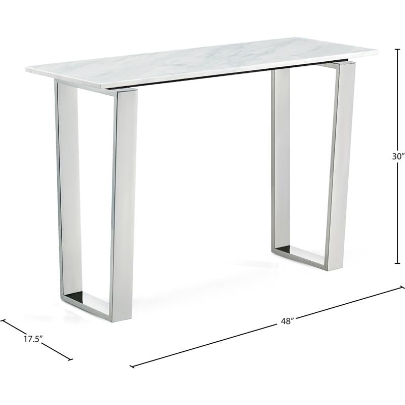 Meridian Furniture Carlton Contemporary Stone Console Table in Chrome