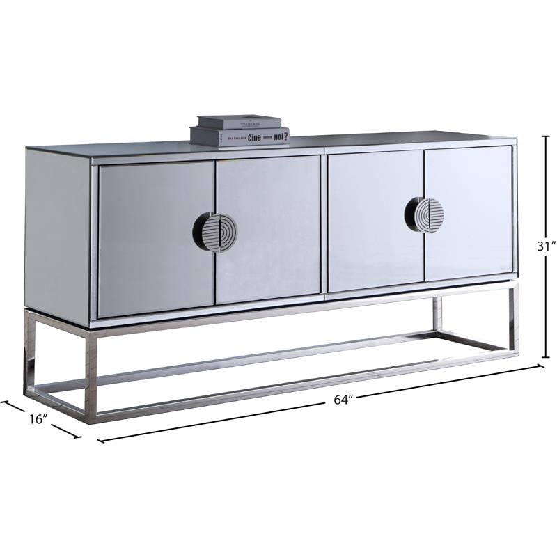 Meridian Furniture Marbella Solid Wood Sideboard/Buffet in Chrome