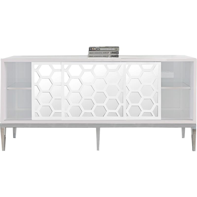 Meridian Furniture Silver White Zoey Sideboard/Buffet Meridian Furniture Silver White Zoey Sideboard/Buffet