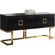 Meridian Furniture Beth Solid Wood Sideboard/Buffet in Black Lacquer/Gold Finish