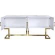Meridian Furniture Beth Solid Wood Sideboard/Buffet in White Lacquer/Gold Finish