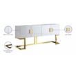 Meridian Furniture Beth Solid Wood Sideboard/Buffet in White Lacquer/Gold Finish