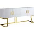Meridian Furniture Beth Solid Wood Sideboard/Buffet in White Lacquer/Gold Finish