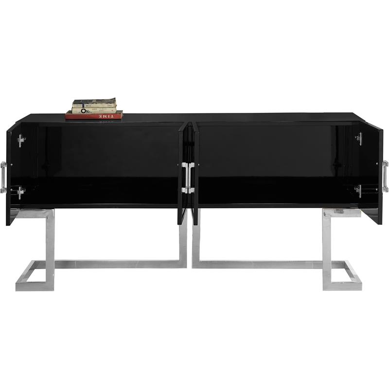 Meridian Furniture Beth Solid Wood Sideboard Buffet in Black Lacquer