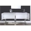 Meridian Furniture Beth Solid Wood Sideboard Buffet in White Lacquer and Chrome