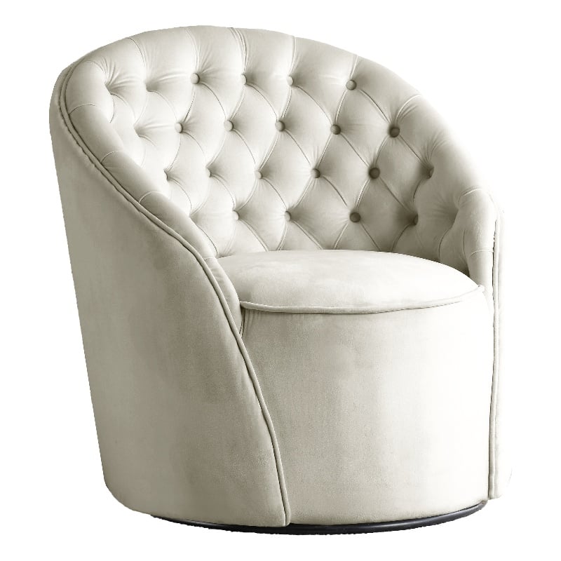 Meridian Furniture Alessio Cream Velvet Swivel Accent Chair