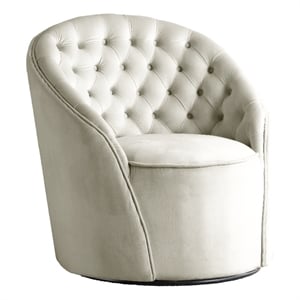 Meridian Furniture Alessio Cream Velvet Swivel Accent Chair