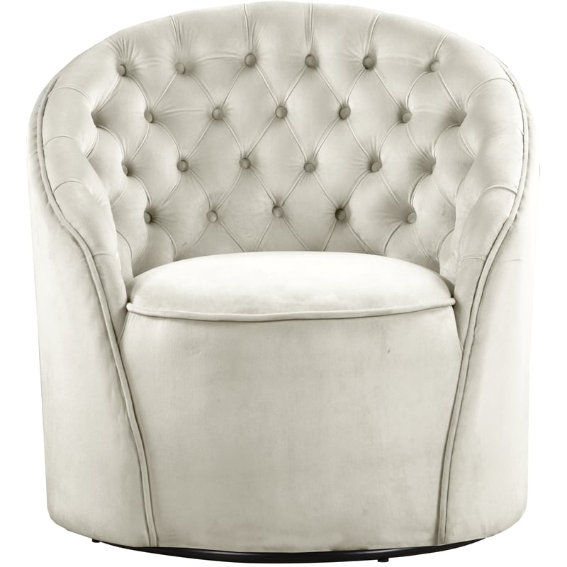 Meridian Furniture Alessio Cream Velvet Swivel Accent Chair