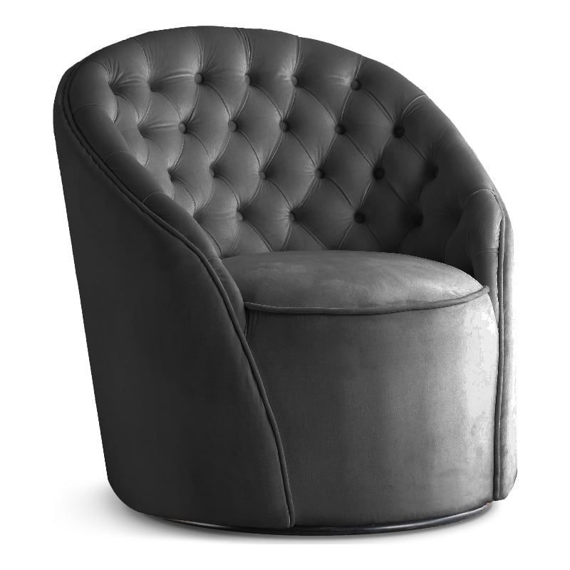 Meridian Furniture Alessio Grey Velvet Swivel Accent Chair