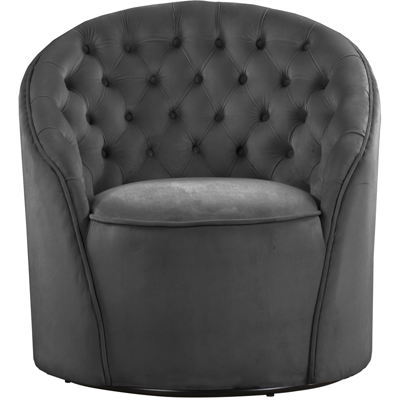 Meridian Furniture Alessio Grey Velvet Swivel Accent Chair