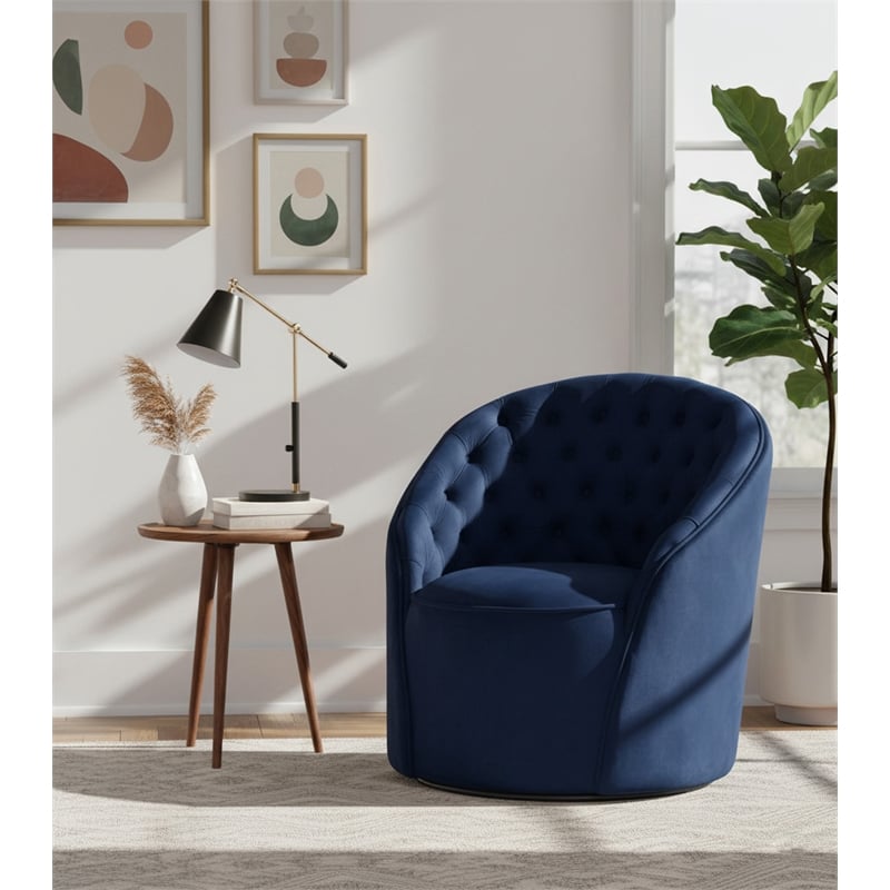 Meridian Furniture Alessio Navy Velvet Swivel Accent Chair