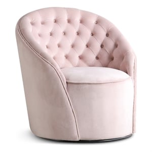 Meridian Furniture Alessio Pink Velvet Swivel Accent Chair