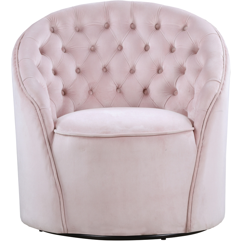 Meridian Furniture Alessio Pink Velvet Swivel Accent Chair