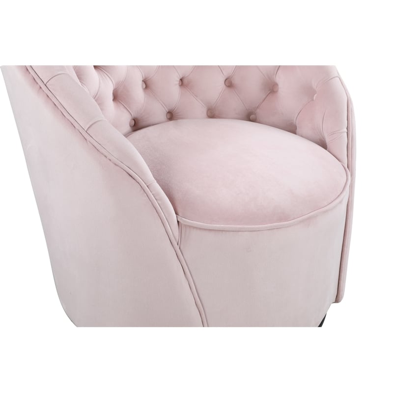 Meridian Furniture Alessio Pink Velvet Swivel Accent Chair
