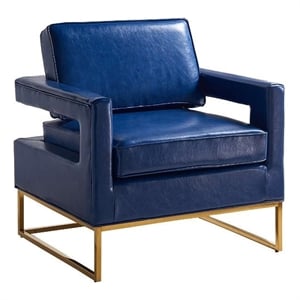Meridian Furniture Amelia 19&quotH Contemporary Vegan Leather Accent Chair in Navy