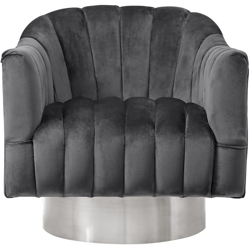 Meridian Furniture Farrah Grey Velvet Swivel Accent Chair