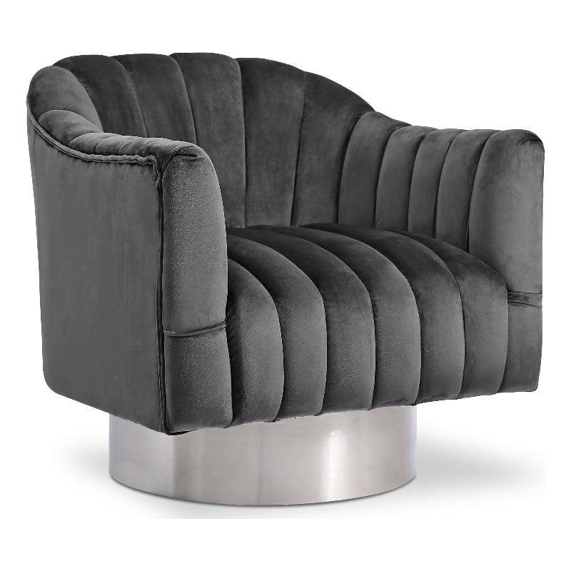 Meridian Furniture Farrah Grey Velvet Swivel Accent Chair
