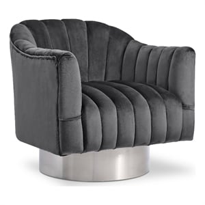 Meridian Furniture Farrah Grey Velvet Swivel Accent Chair