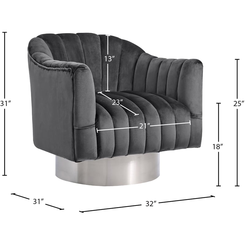 Meridian Furniture Farrah Grey Velvet Swivel Accent Chair