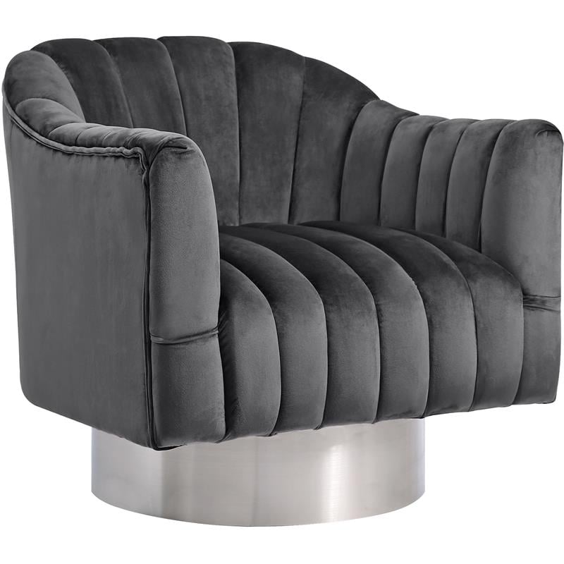 Meridian Furniture Farrah Grey Velvet Swivel Accent Chair