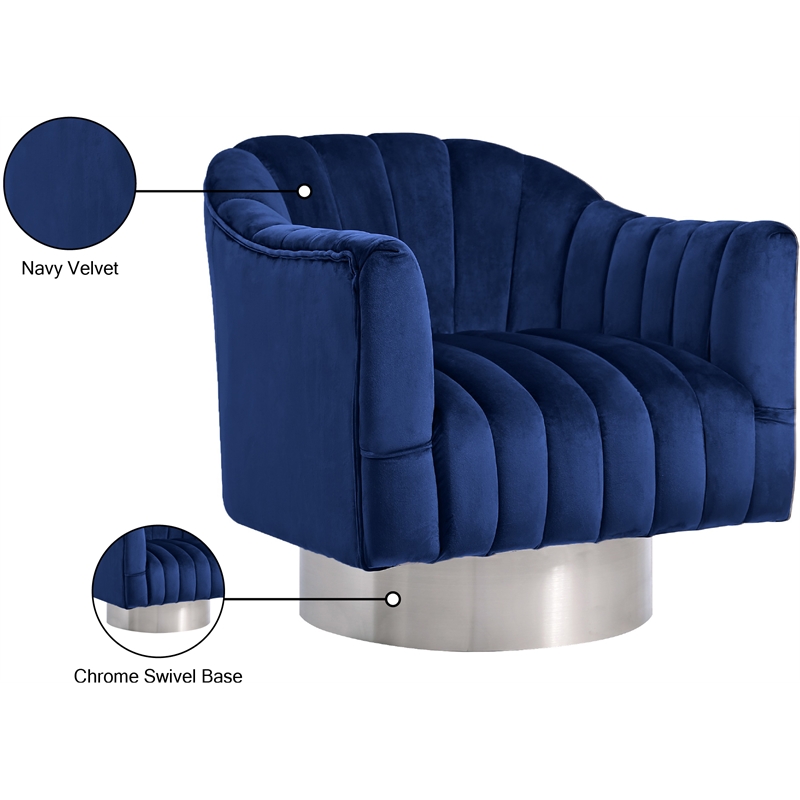 Meridian Furniture Farrah Navy Velvet Swivel Accent Chair