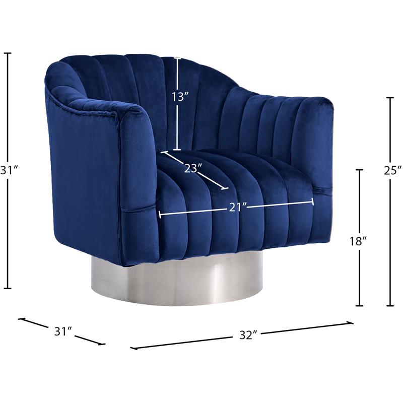 Meridian Furniture Farrah Navy Velvet Swivel Accent Chair