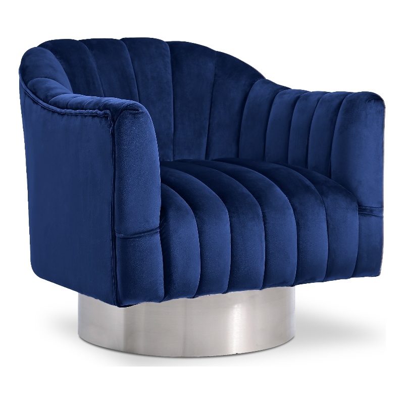 Meridian Furniture Farrah Navy Velvet Swivel Accent Chair