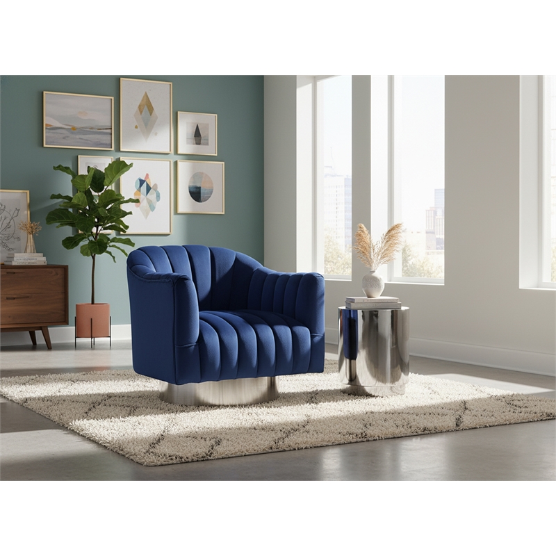 Meridian Furniture Farrah Navy Velvet Swivel Accent Chair