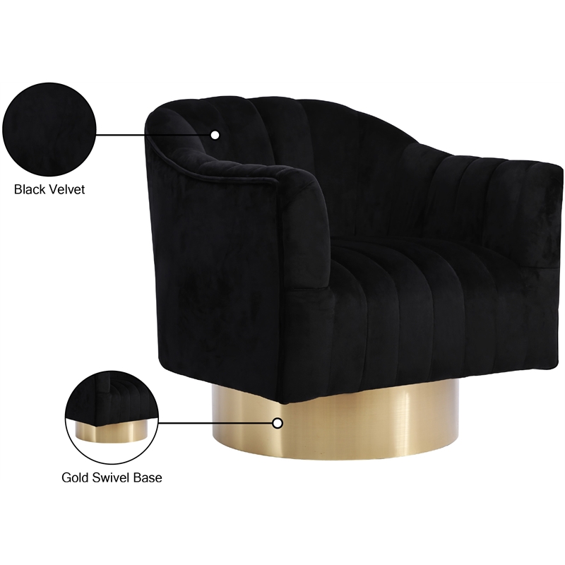 Meridian Furniture Farrah Black Velvet Swivel Accent Chair