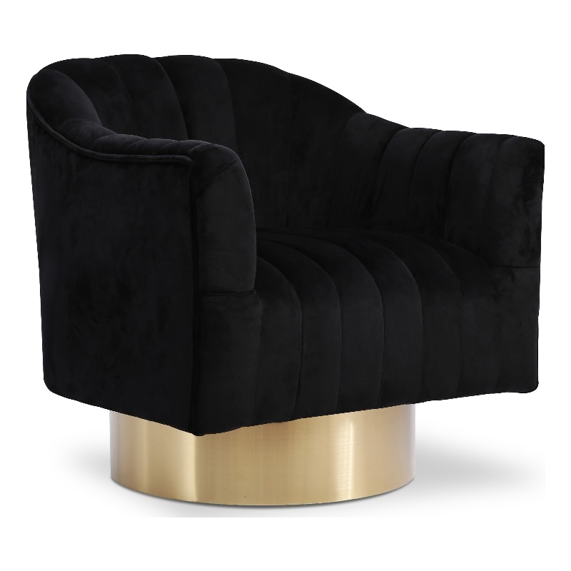 Meridian Furniture Farrah Black Velvet Swivel Accent Chair