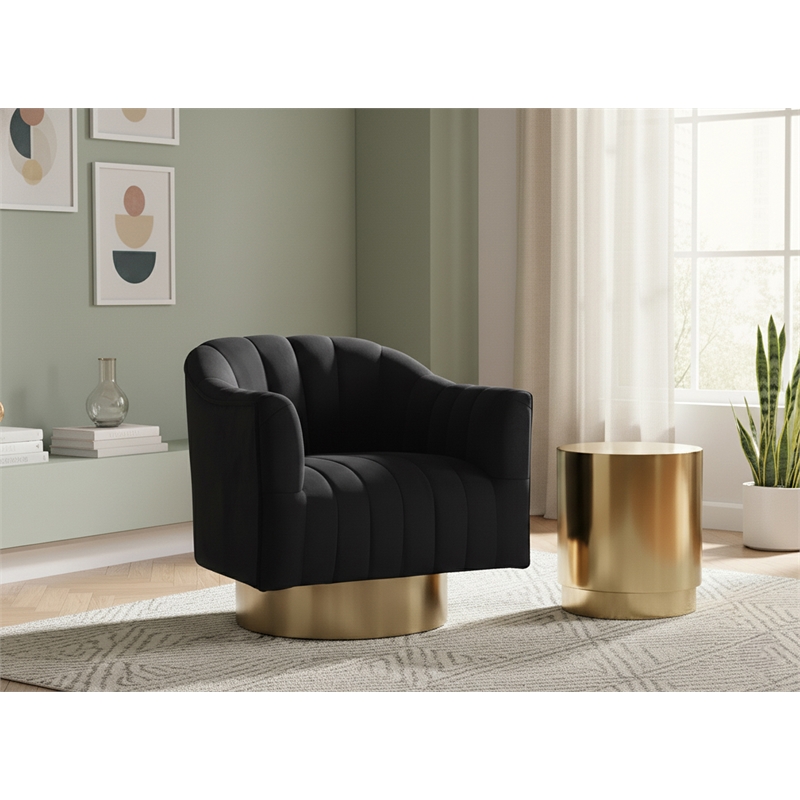 Meridian Furniture Farrah Black Velvet Swivel Accent Chair