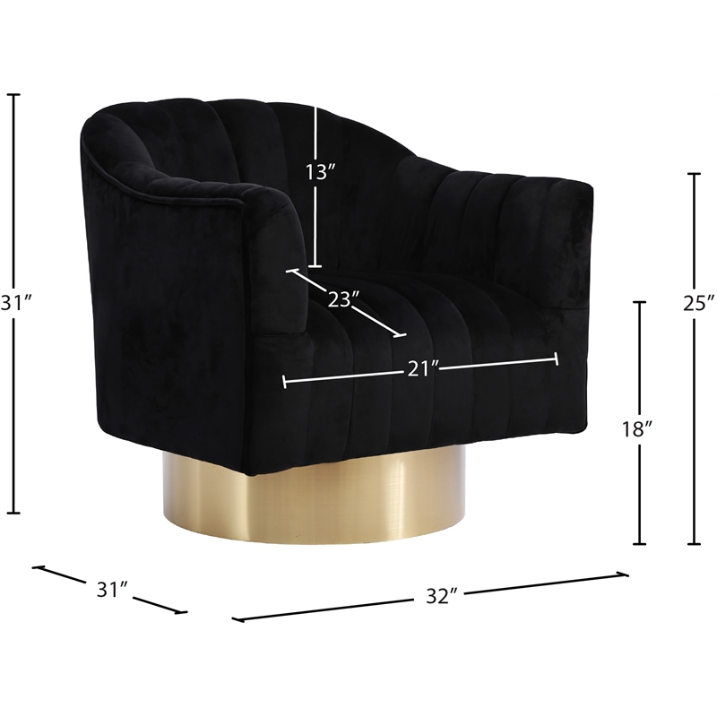 Meridian Furniture Farrah Black Velvet Swivel Accent Chair