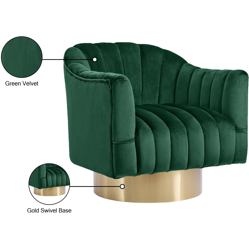 Meridian Furniture Farrah Green Velvet Swivel Accent Chair