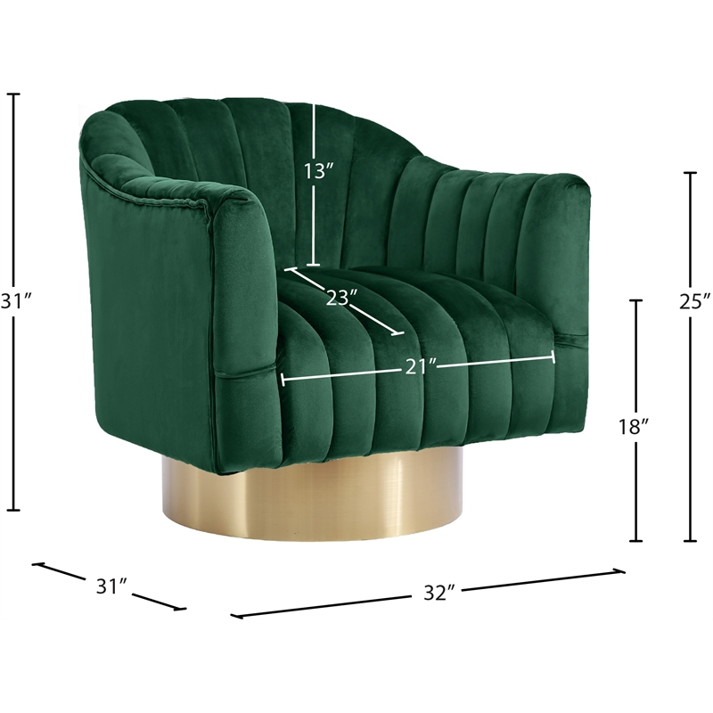 Meridian Furniture Farrah Green Velvet Swivel Accent Chair