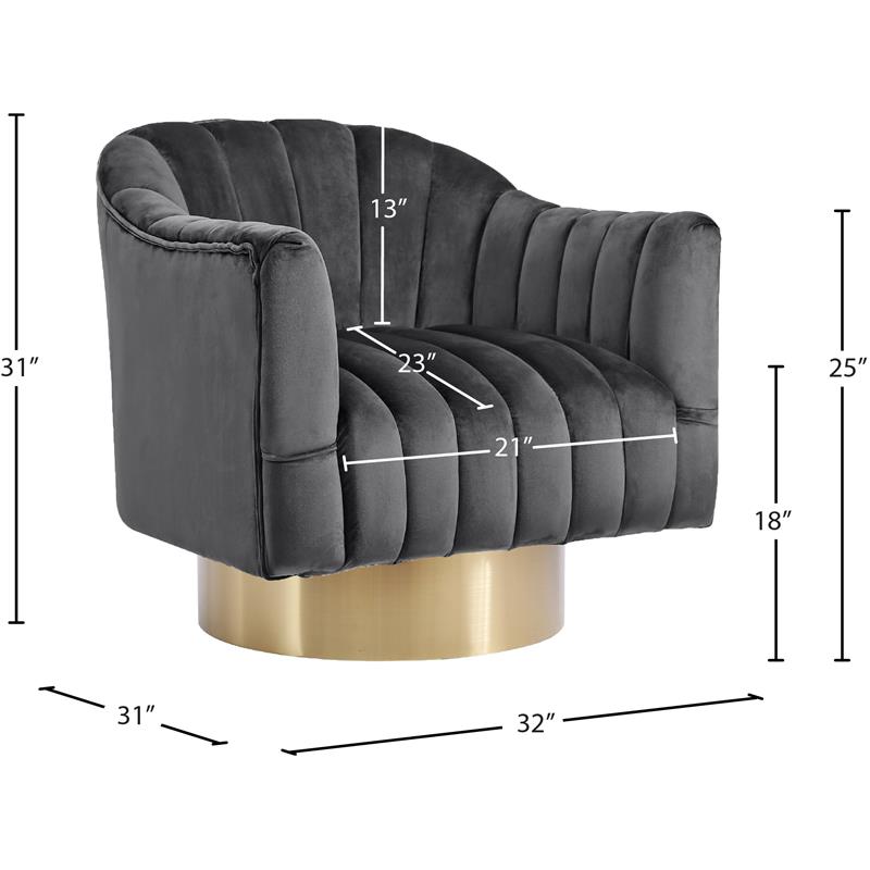 Meridian Furniture Farrah Grey Velvet Swivel Accent Chair