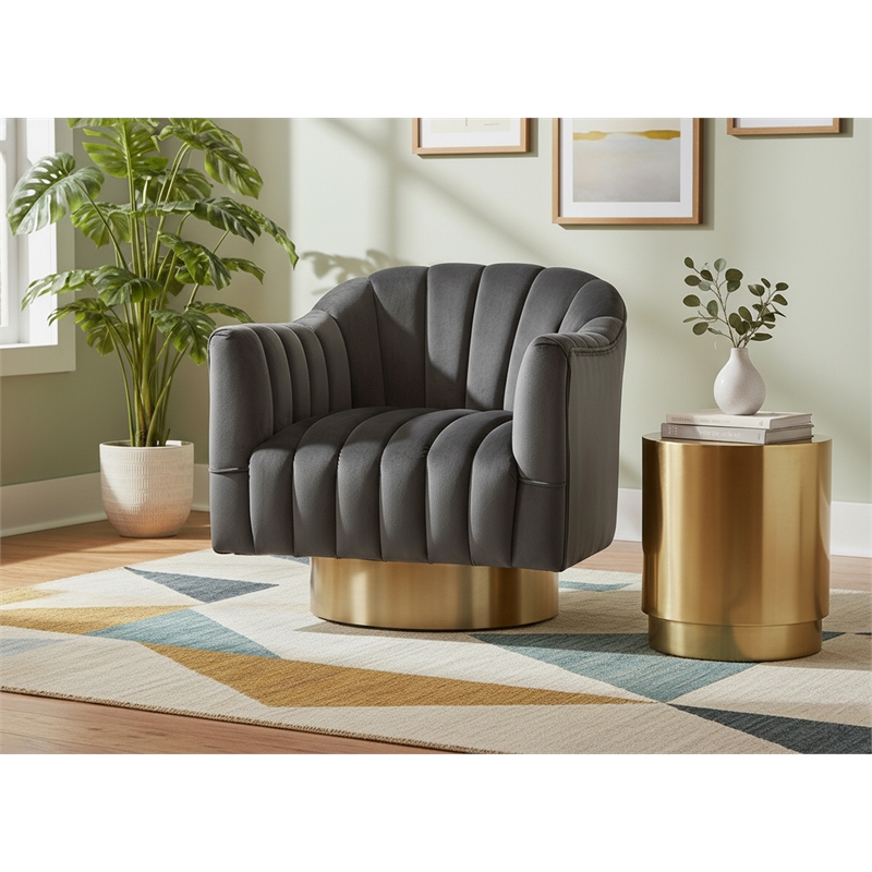 Meridian Furniture Farrah Grey Velvet Swivel Accent Chair