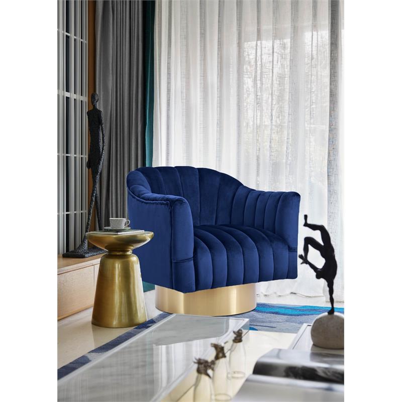Meridian Furniture Farrah Navy Velvet Swivel Accent Chair