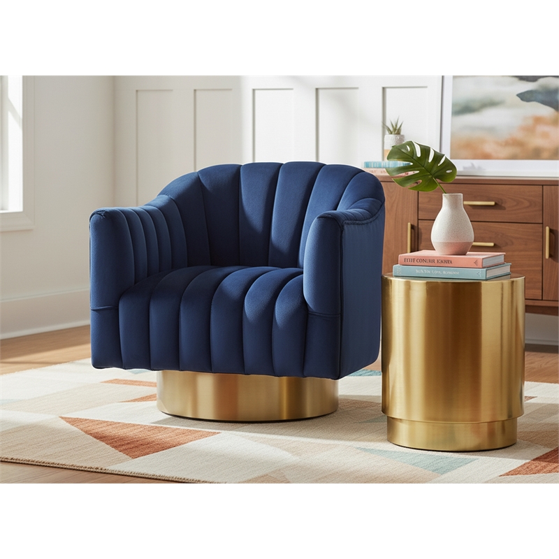 Meridian Furniture Farrah Navy Velvet Swivel Accent Chair
