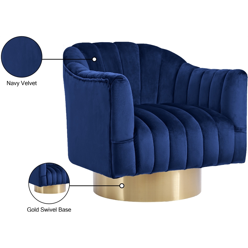 Meridian Furniture Farrah Navy Velvet Swivel Accent Chair